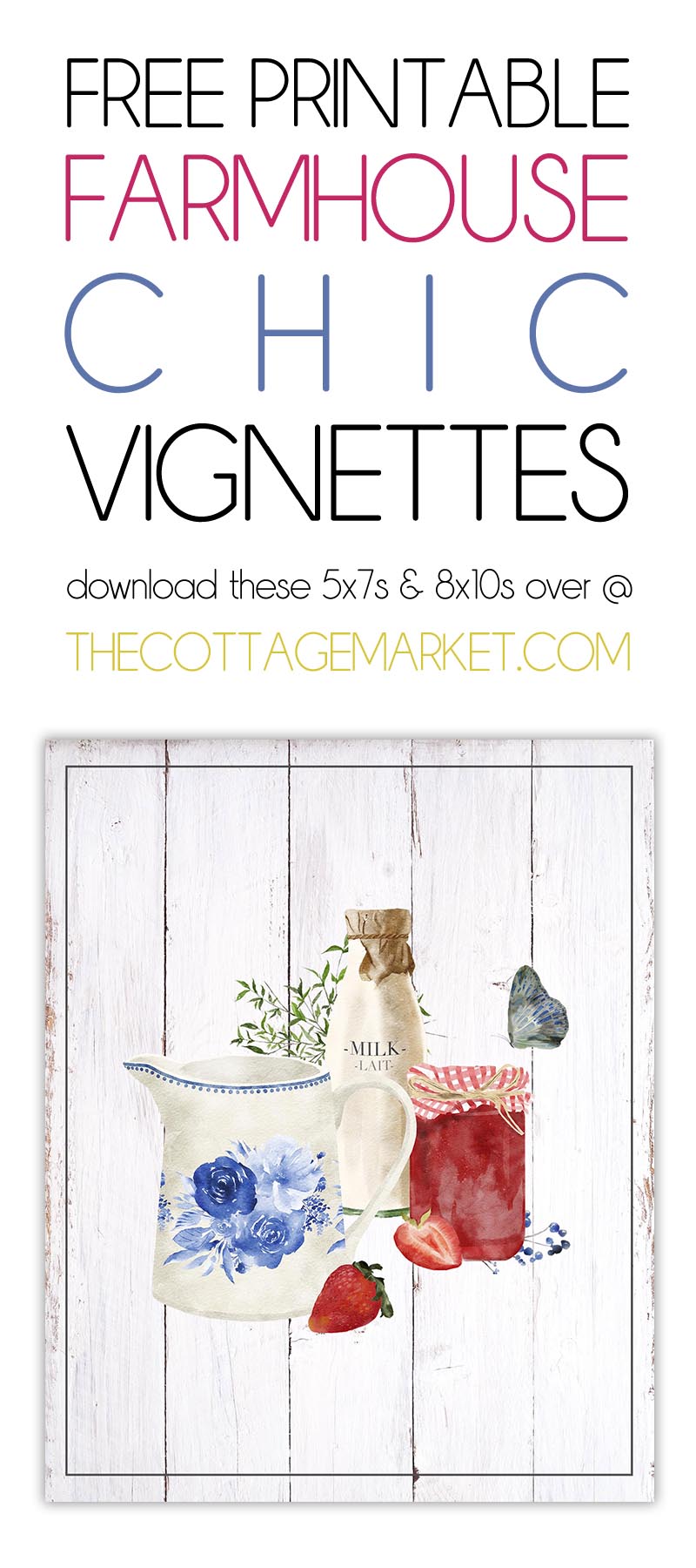 These Free Printable Farmhouse Chic Vignettes are going to add a touch of  Charm to your Home!