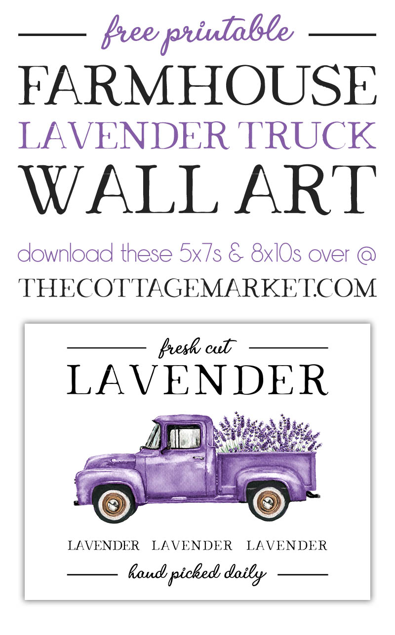 This beautiful Free Printable Farmhouse Lavender Truck Wall Art is going to look amazing on your wall! Just the touch of Summer Freshness you have been looking for!