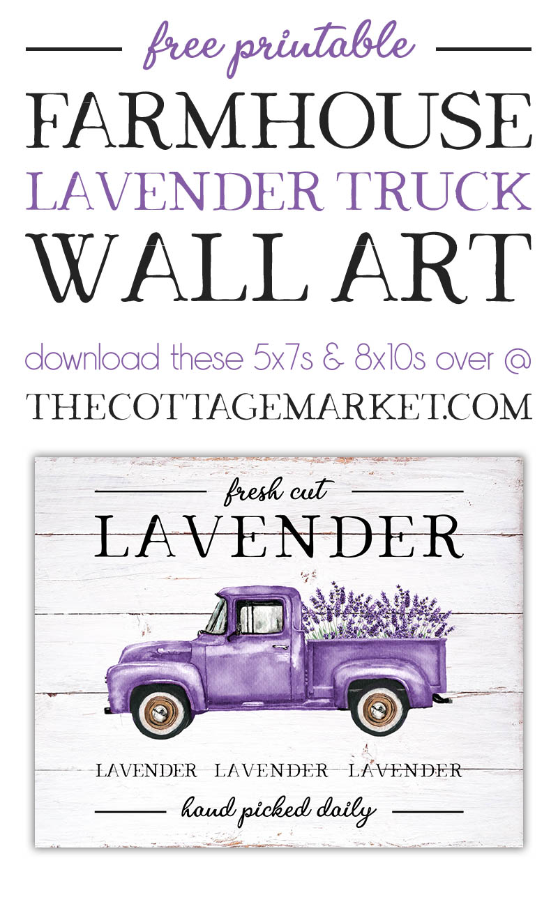 This beautiful Free Printable Farmhouse Lavender Truck Wall Art is going to look amazing on your wall! Just the touch of Summer Freshness you have been looking for!