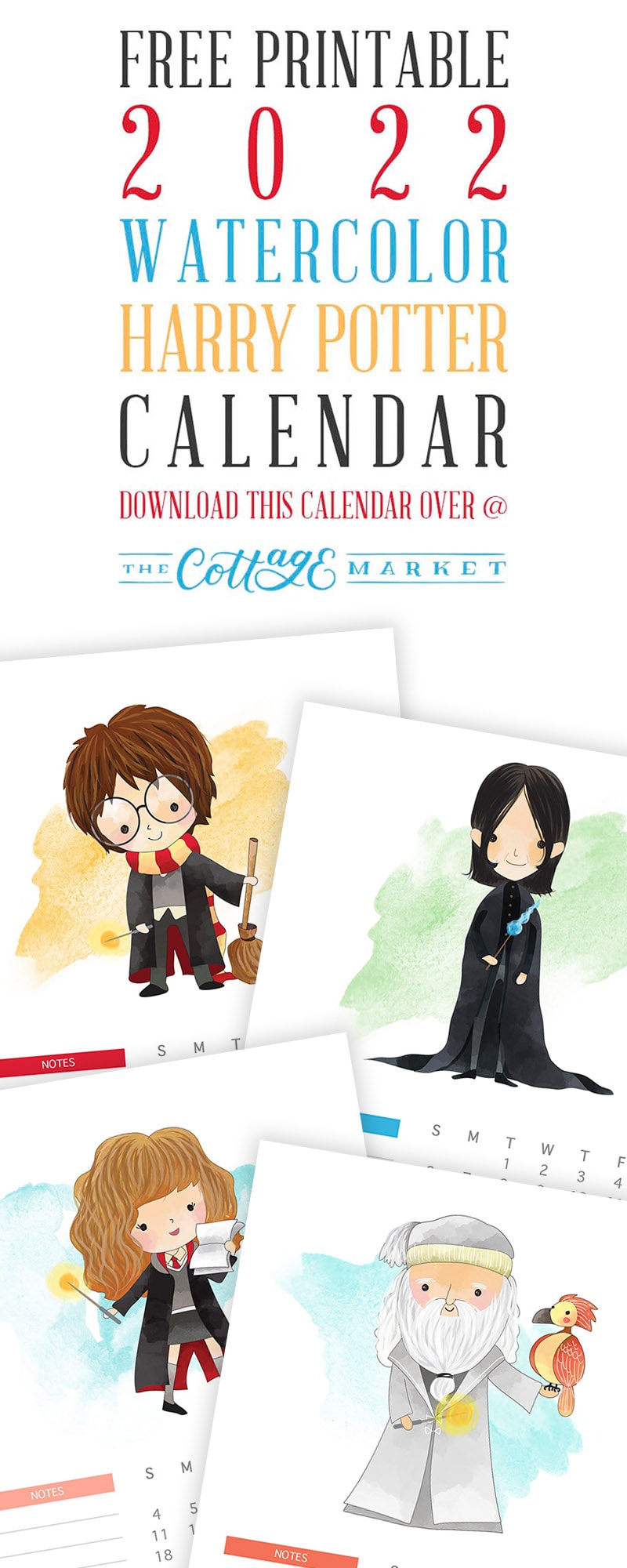 A Whimsical Free Printable 2022 Harry Potter Calendar is just what you need to get you organized for 2022!  Mark those important dates and even write notes! 