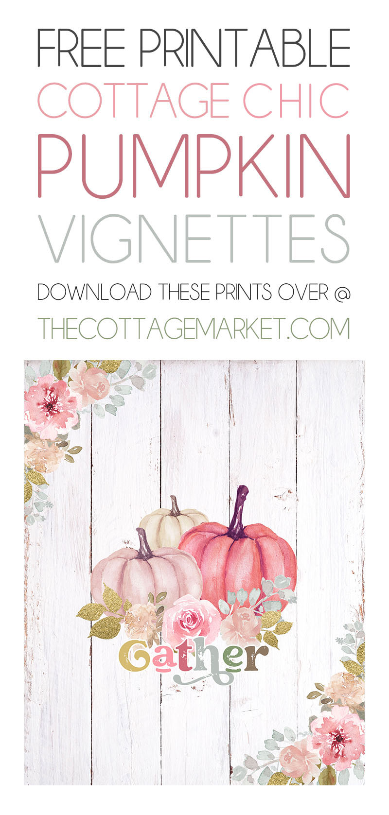 Come and checkout these Adorable Free Printable Cottagecore Pumpkin Vignettes that put a little Pink into your Fall!