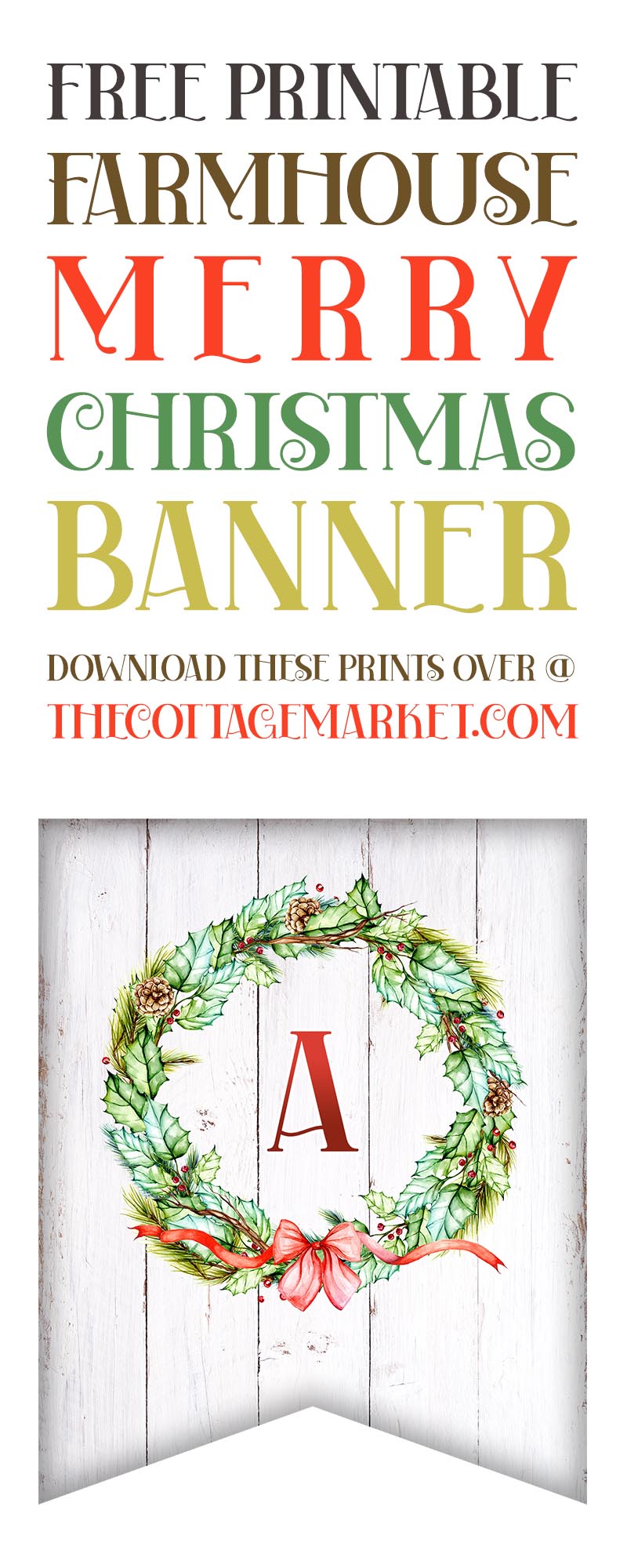 This Free Printable Farmhouse Merry Christmas Banner is going to bring a touch of cozy charm into your home!  Perfect for any room in the house!