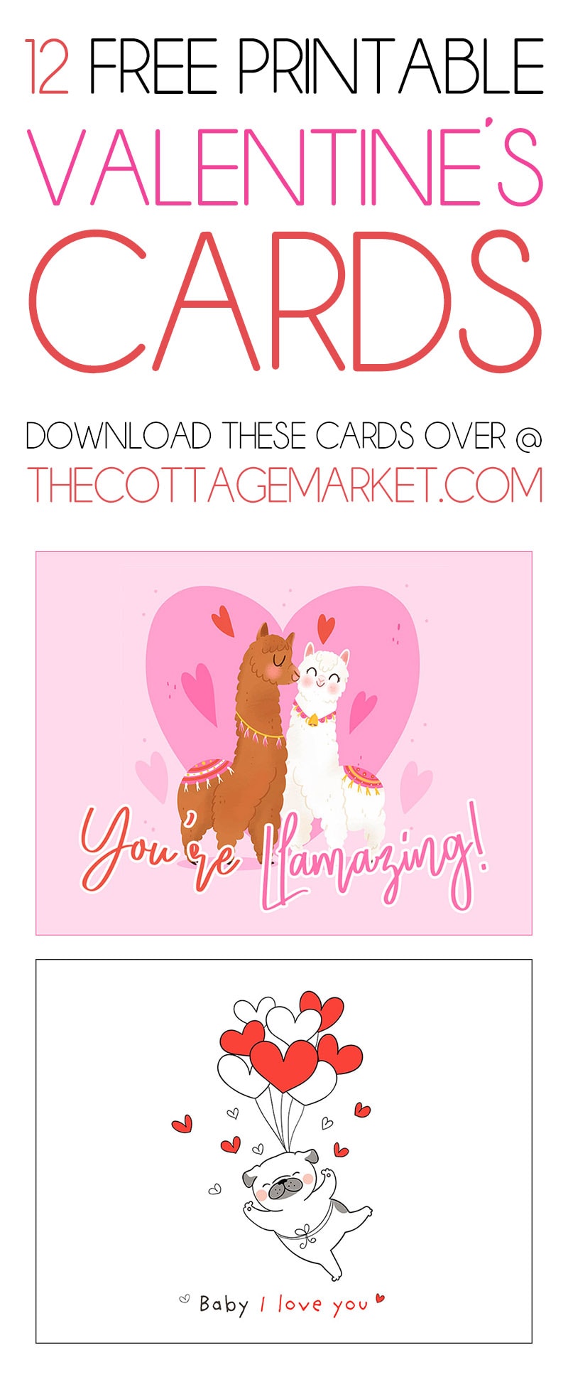 The 12 Free Printable Valentine's Day Cards are just waiting for you to send to loved ones in your life!  Hope they make you smile!