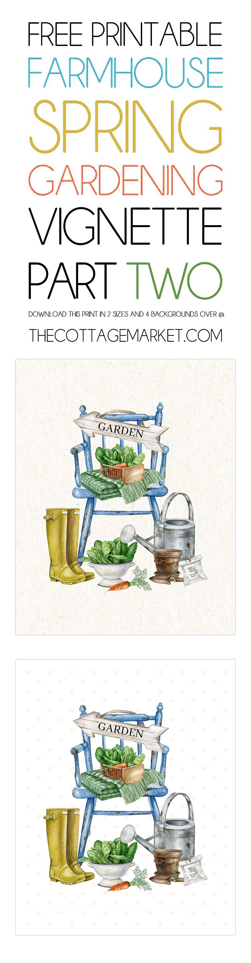 This Free Printable Farmhouse Spring Gardening Vignette Part 2 will add a touch of Freshness and Nature to your space!