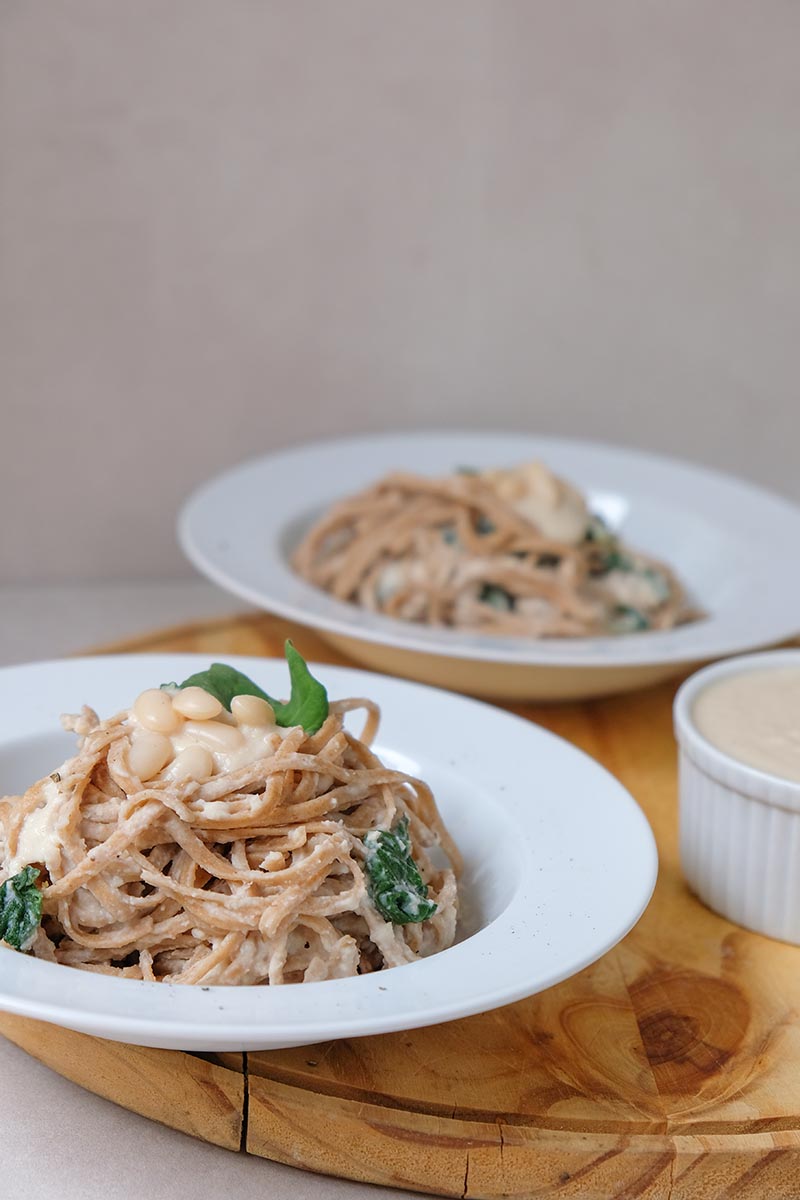 This Quick and Easy Vegan White Bean Alfredo Pasta not only tastes delicious but is very helpful on those nights where there is not much time to cook but you want something yummy!