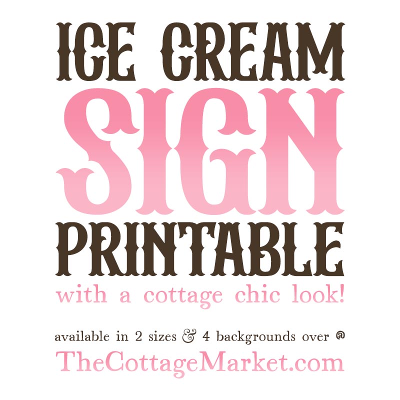 This beautiful Ice Cream Printable Sign with a Cottage Chic Look is just waiting to become part of your Kitchen Gallery Wall or maybe Vignette!