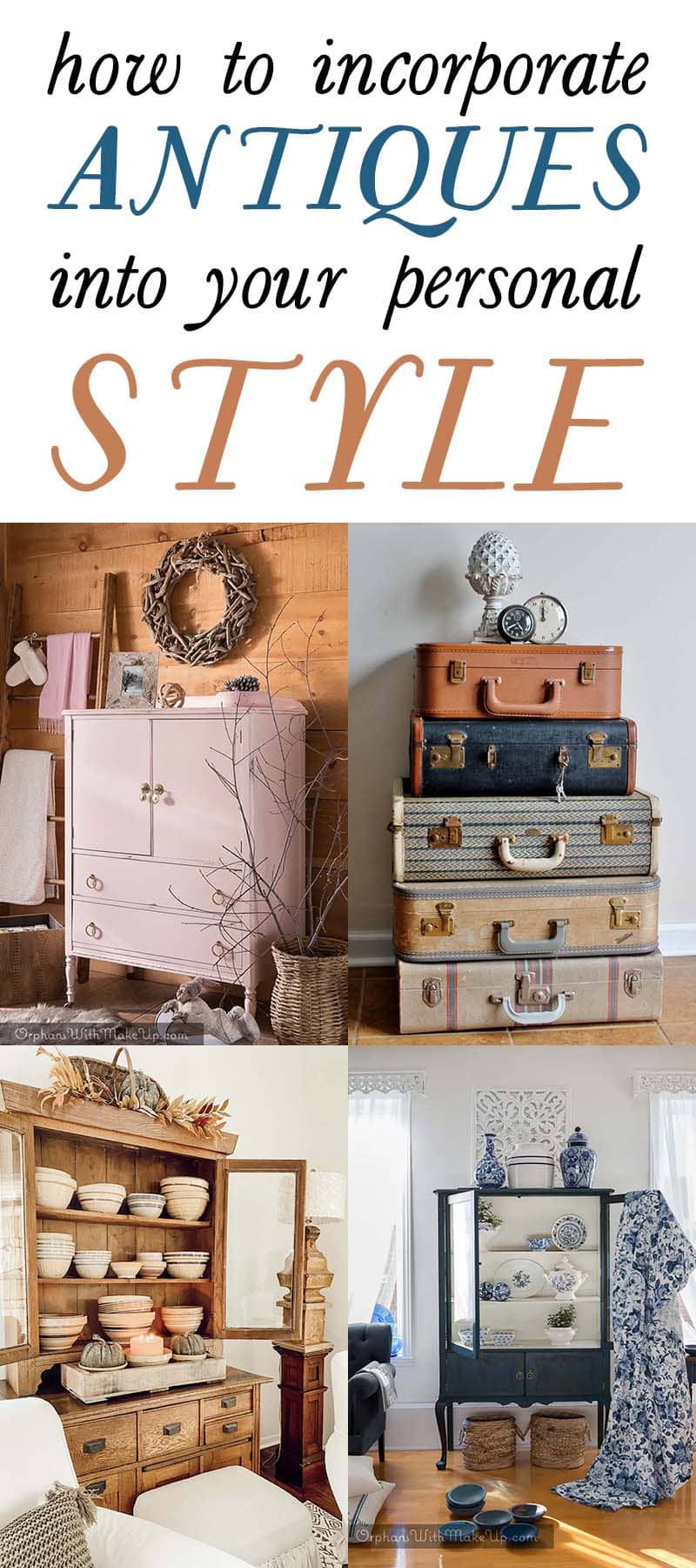Need some tips on how to incorporate antiques into your personal style? Sue hope these give you some inspiration.