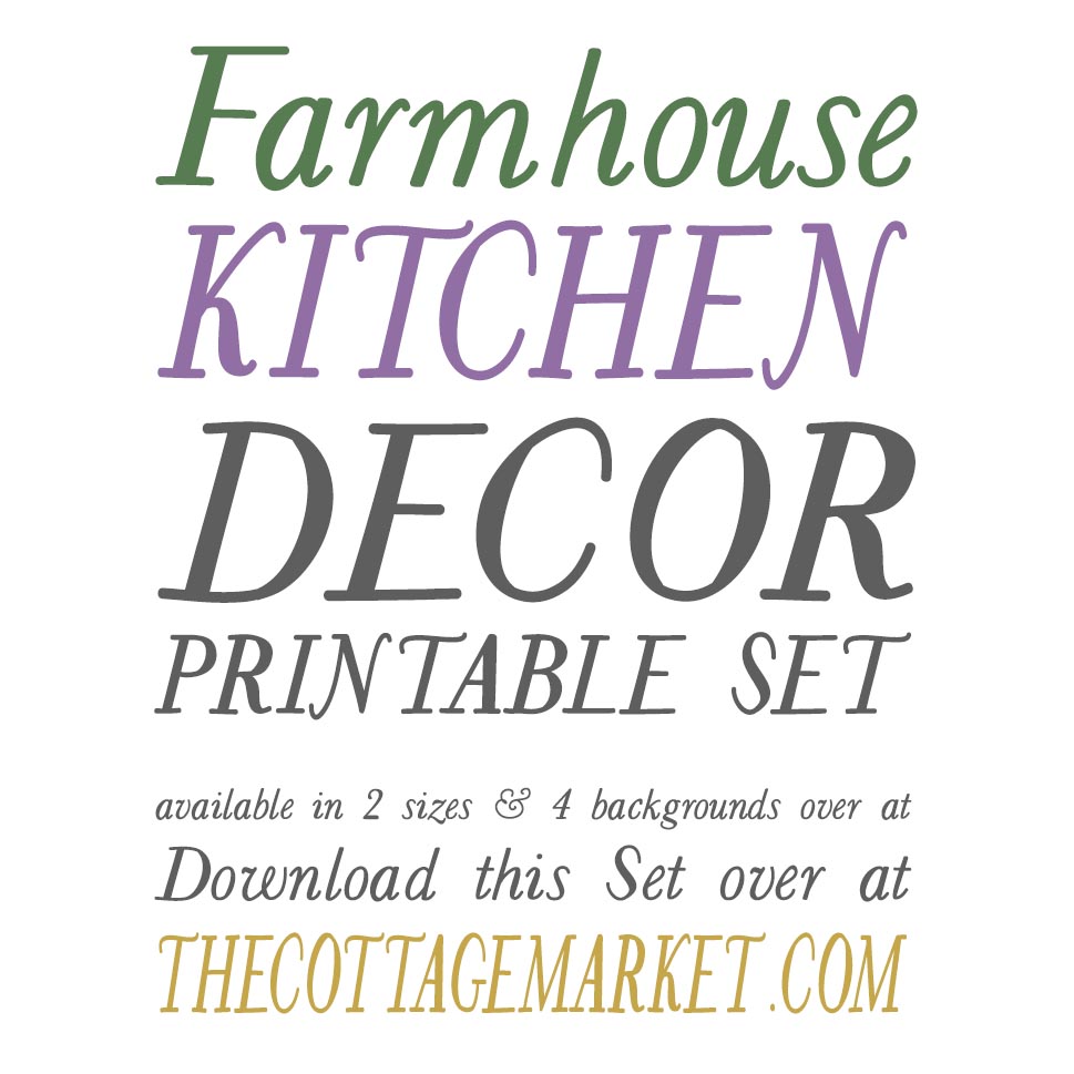 This 4 Piece Farmhouse Kitchen Decor Printable Set is waiting for you to use in your lovely home... the perfect solution to adding a touch of charm in an instant!