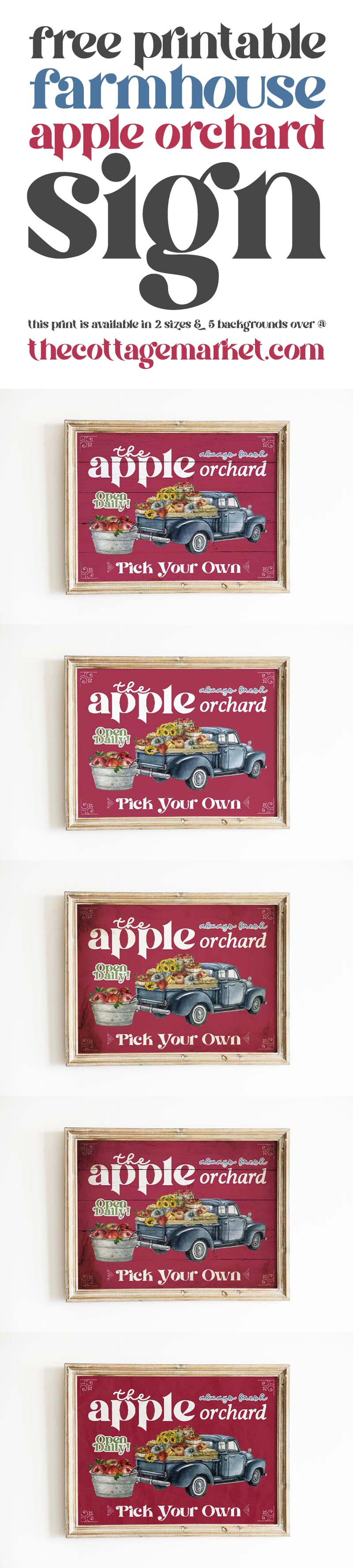 This Free Printable Farmhouse Apple Orchard Sign will bring a perfect touch of Fall Charm to your beautiful home.