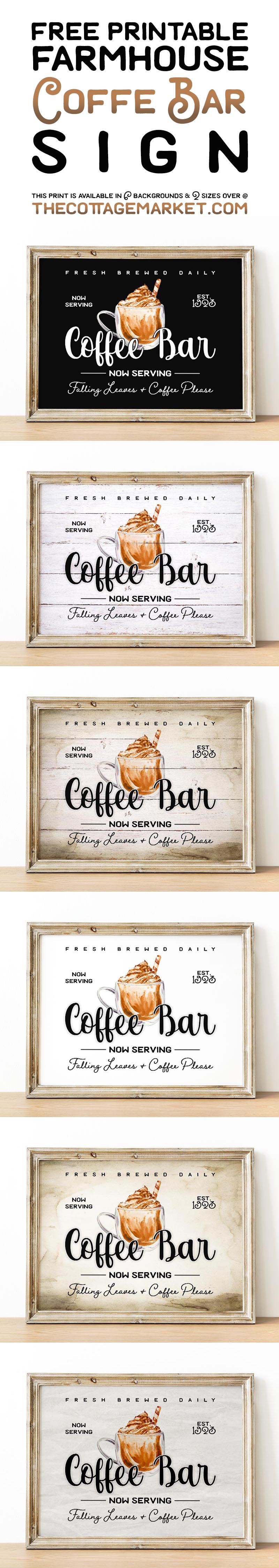 This Cool Free Printable Farmhouse Coffee Bar Sign will look fabulous over your Coffee Bar this Thanksgiving Season!
