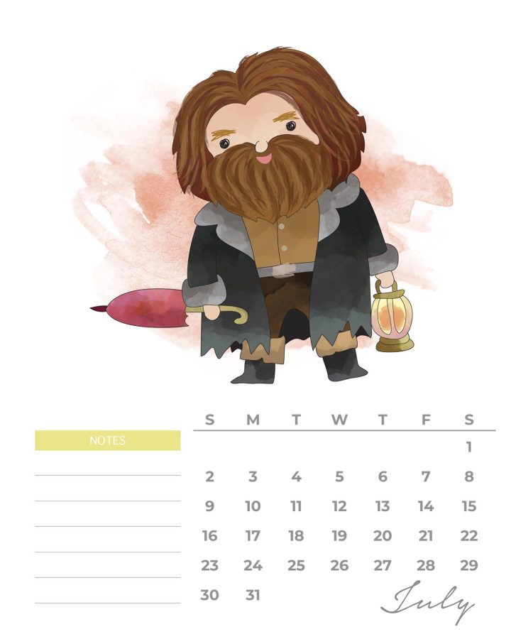 This Free Printable 2023 Watercolor Harry Potter Calendar will bring a bit of Magic to your New Year
