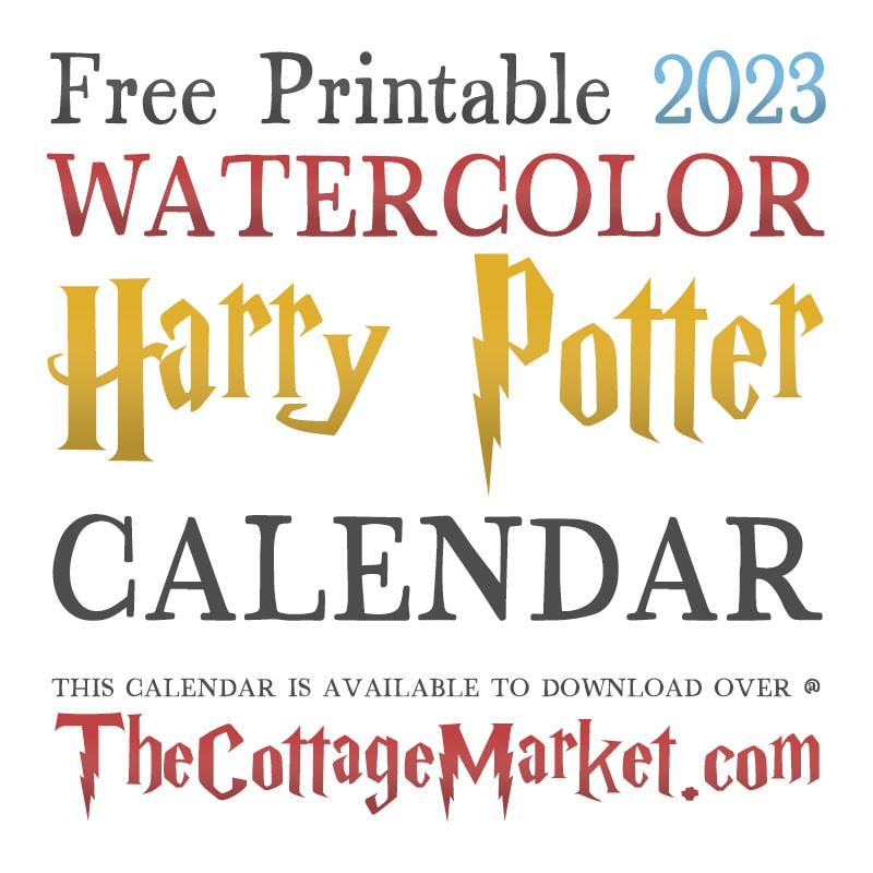 This Free Printable 2023 Watercolor Harry Potter Calendar will bring a bit of Magic to your New Year