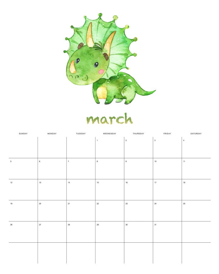 This Free Printable 2023 Watercolor Dinosaur Calendar is going to look amazing on your wall, bulletin board, desk or even in your planner!  It will keep you organized all year long!