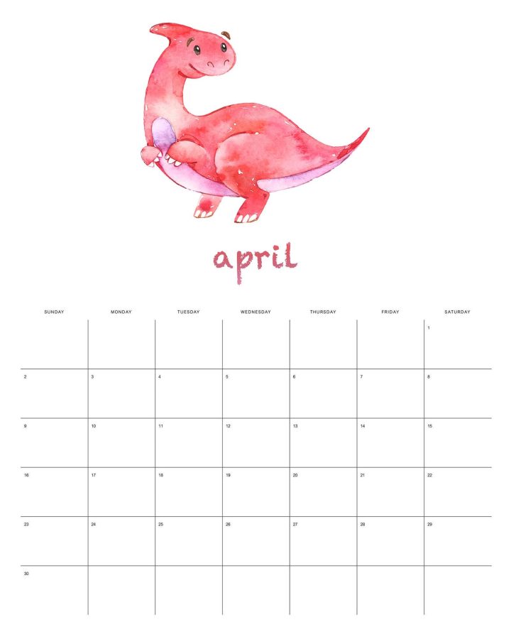 This Free Printable 2023 Watercolor Dinosaur Calendar is going to look amazing on your wall, bulletin board, desk or even in your planner!  It will keep you organized all year long!