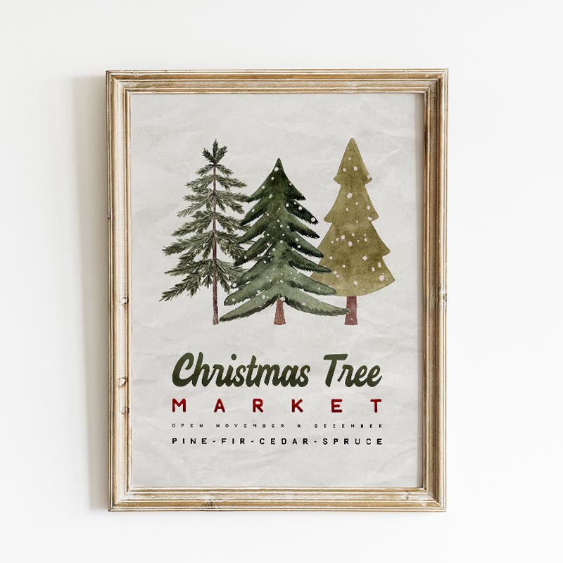 This Free Printable Farmhouse Christmas Tree Market Sign will add a little touch of Holiday Cheer to your loving home.