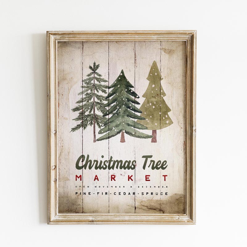 This Free Printable Farmhouse Christmas Tree Market Sign will add a little touch of Holiday Cheer to your loving home.