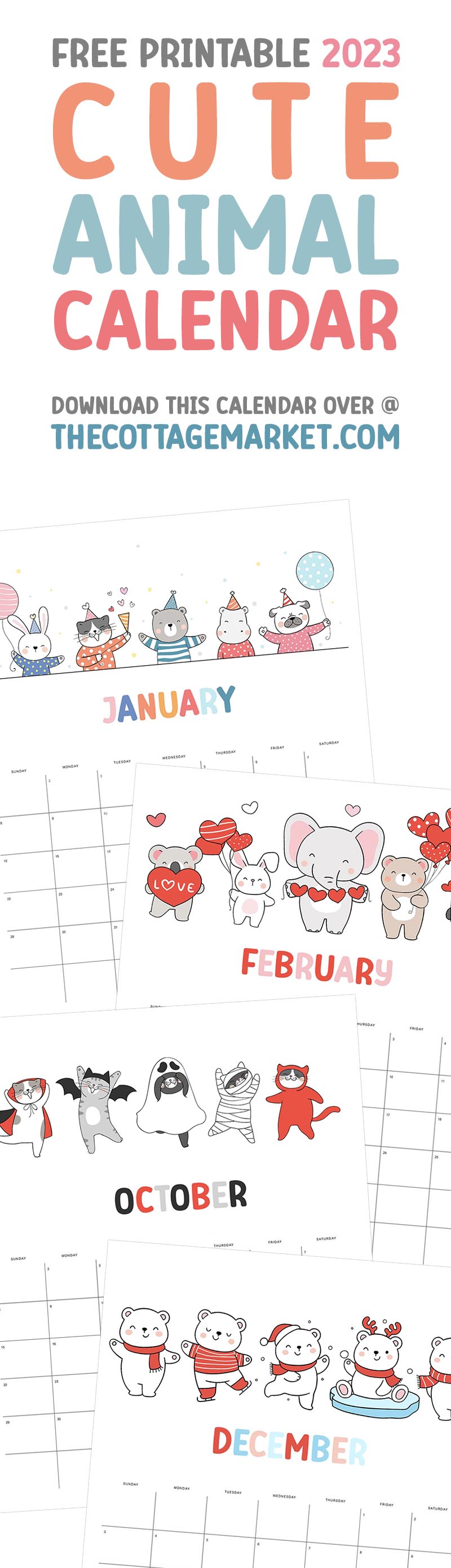 This adorable Free Printable 2023 Cute Animal Calendar is just waiting to help you bring in the New Year with a SMILE!!!