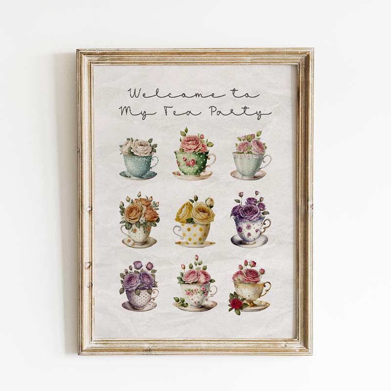 Add a touch of charm to your space with this Free Printable Cottage Tea Party wall art!