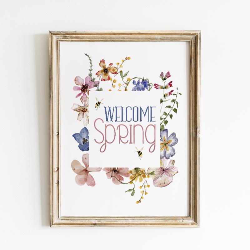 This Lovely Free Printable Welcome Spring Art is just waiting to become part of your Spring Home Decor!