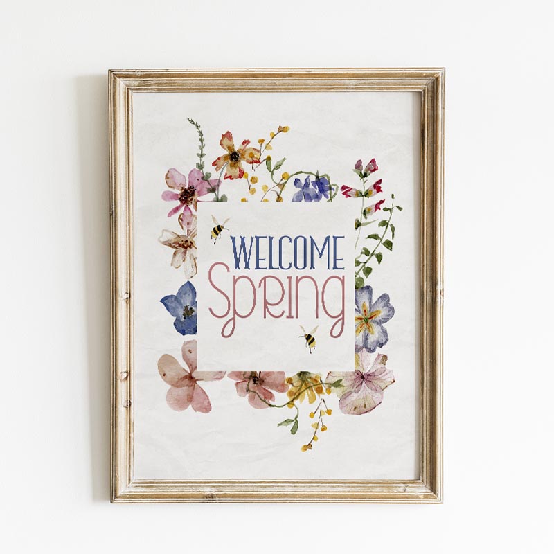 This Lovely Free Printable Welcome Spring Art is just waiting to become part of your Spring Home Decor!