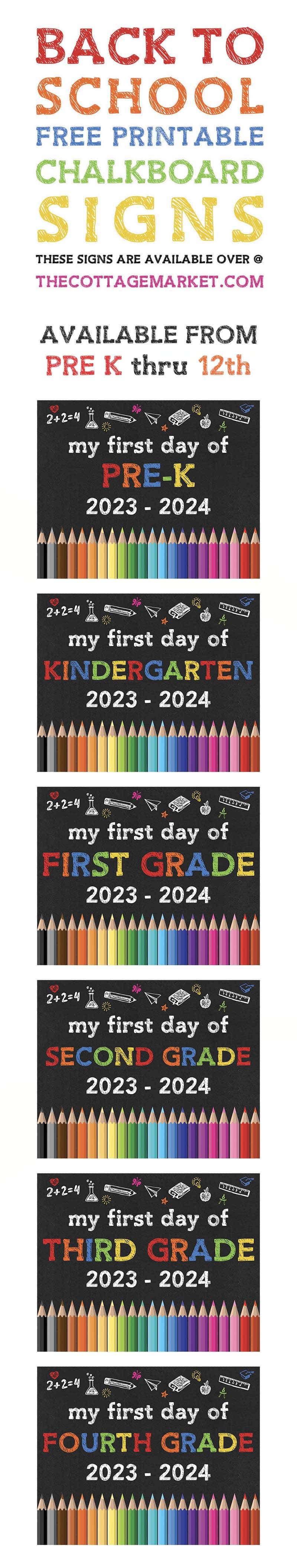 hese Awesome Back to School Free Printable Chalkboard Signs are just waiting for you to print out for your kids!  Come and snatch up the Grades you need.