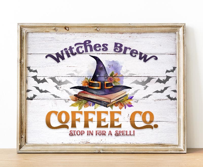 Elevate your coffee nook with our Free Printable Witches Brew Coffee Co. Sign. Customize sizes & backgrounds for enchanting vibes!

