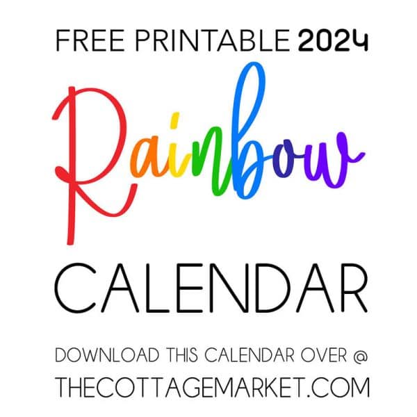 Brighten your year with our Free Printable 2024 Rainbow Calendar, a burst of color and magic for each day.