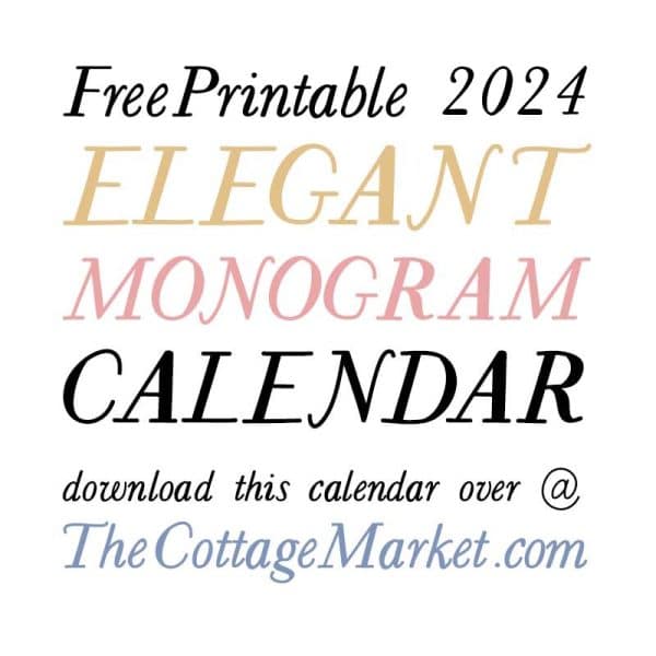 Elevate 2024 with our Elegant Monogram Calendar – minimalist style with a touch of sophistication for a stylish year.