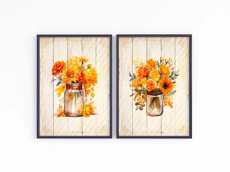 Embrace the beauty of fall with our Free Printable Fall Floral Mason Jar Wall Art. Download now! 🍂🌼 

