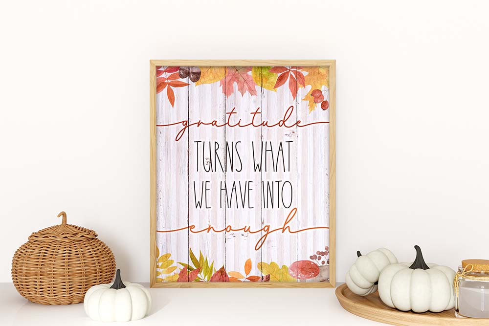 Elevate your space with our Free Printable Gratitude Wall Art, celebrating autumn's beauty. Available in 2 sizes and 5 backgrounds on TheCottageMarket.com. 🍂