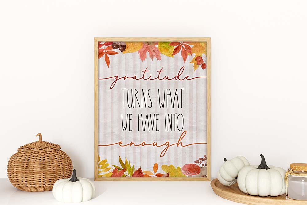 Elevate your space with our Free Printable Gratitude Wall Art, celebrating autumn's beauty. Available in 2 sizes and 5 backgrounds on TheCottageMarket.com. 🍂
