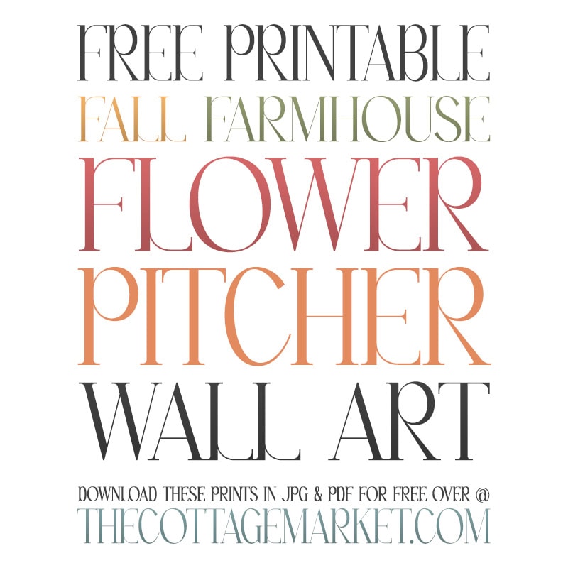 Free Printable Fall Farmhouse Flower Pitcher Wall Art - The Cottage Market