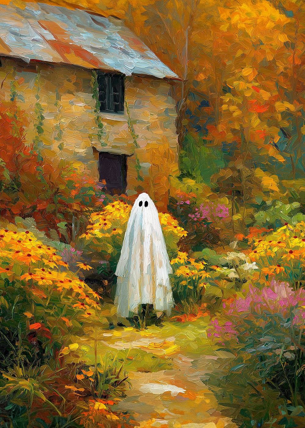 Free Printable Garden Ghost Wall Art – Whimsical Fall Charm for Your ...