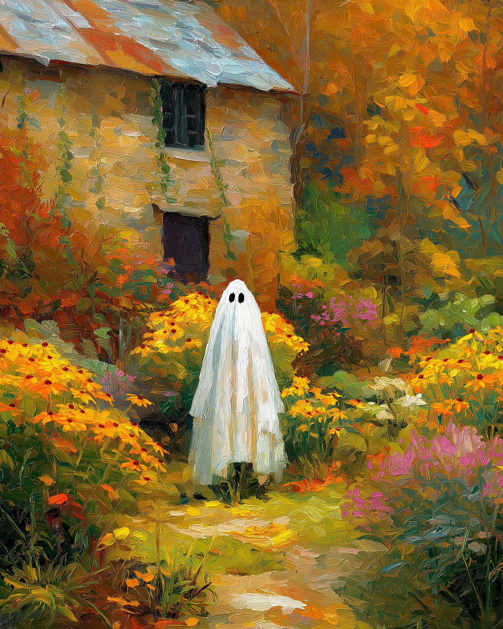 Free Printable Garden Ghost Wall Art – Whimsical Fall Charm for Your ...