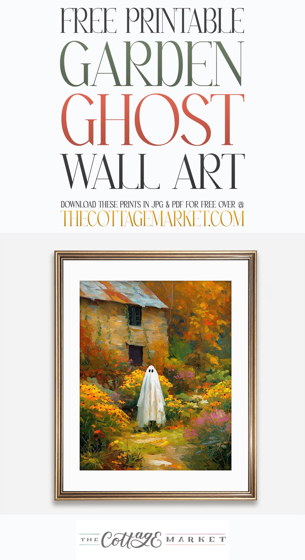 Free Printable Garden Ghost Wall Art – Whimsical Fall Charm for Your ...